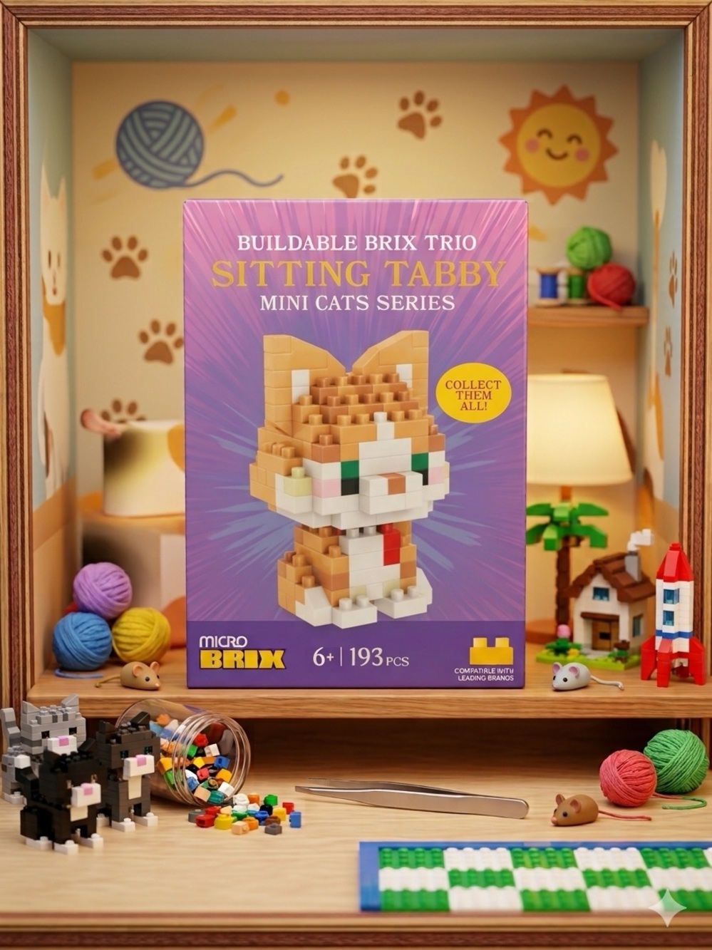 Sitting Tabby Mini Cats Series - Orange/White